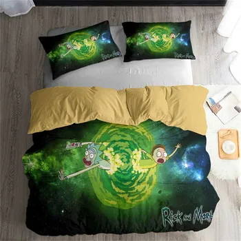 

HELENGILI 3D Bedding Set Rick and Morty Print Duvet Cover Set Bedcloth with Pillowcase Bed Set Home Textiles #RAM18