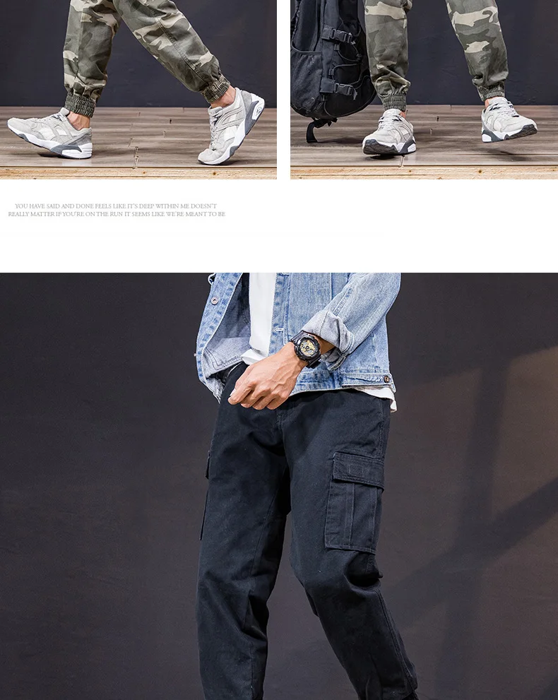 Top Quality Camouflage Cargo Pants Men 100% Cotton Loose Fit Military Pants Khaki Pants Casual Man