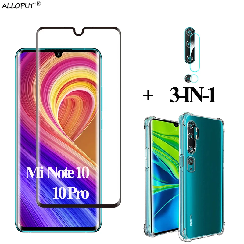 

3in1 protective glass for mi10 pro xiomi note 10 pro camera protector glass case xiaomi mi 10 note pro minote10 screen protector