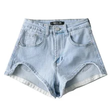 

2021 Summer women shorts casual denim shorts high waist short jeans women vintage hot shorts black blue jeans irregular fashion