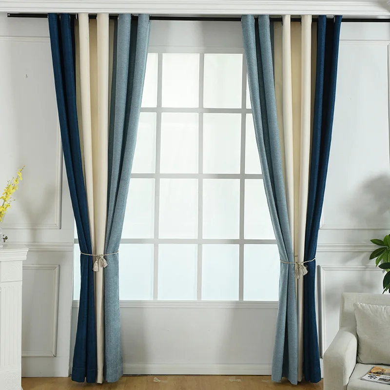 Шторы из синели в полоску с полным затенением для спальни гостиной балкона