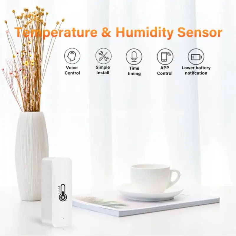 Tuya Temperature And Humidity Sensor Smart Home Security Battery Powered Zigbee Smart Life APP Work With Alexa Google Home