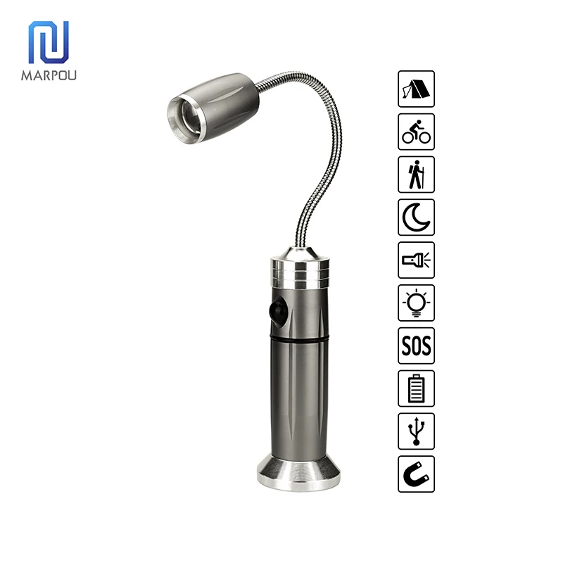 

Portable LED Flashlights Multifunctional Waterproof Working Lamp Magnetic Base Flexible Gooseneck Adjustable Focus Riding Light