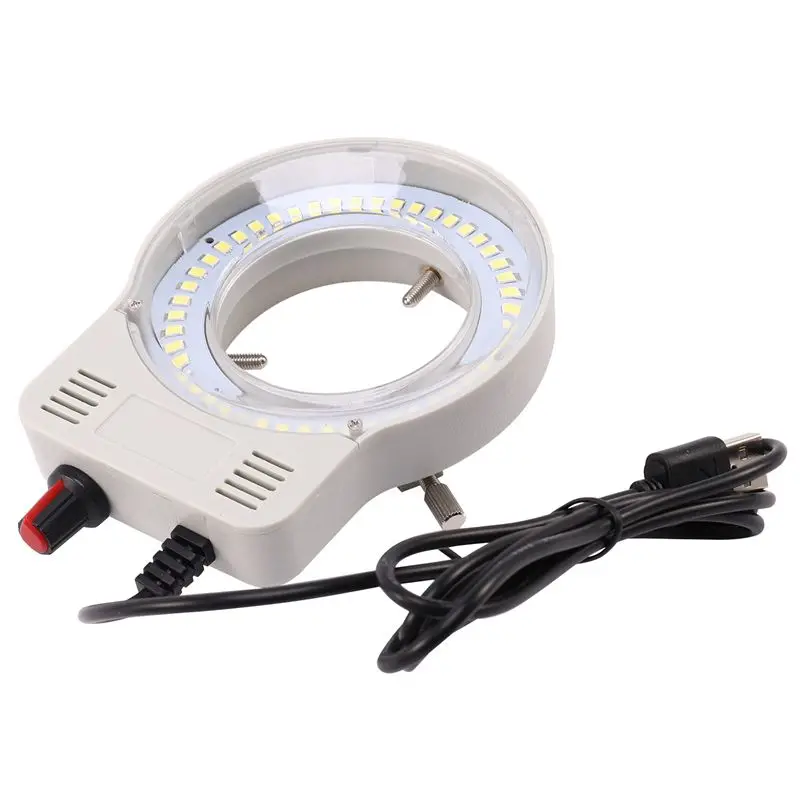 48 LED 산업 현미경 카메라 광원 링 램프 조명 Illuminator 램프 조정 가능한 밝기 USB 인터페이스