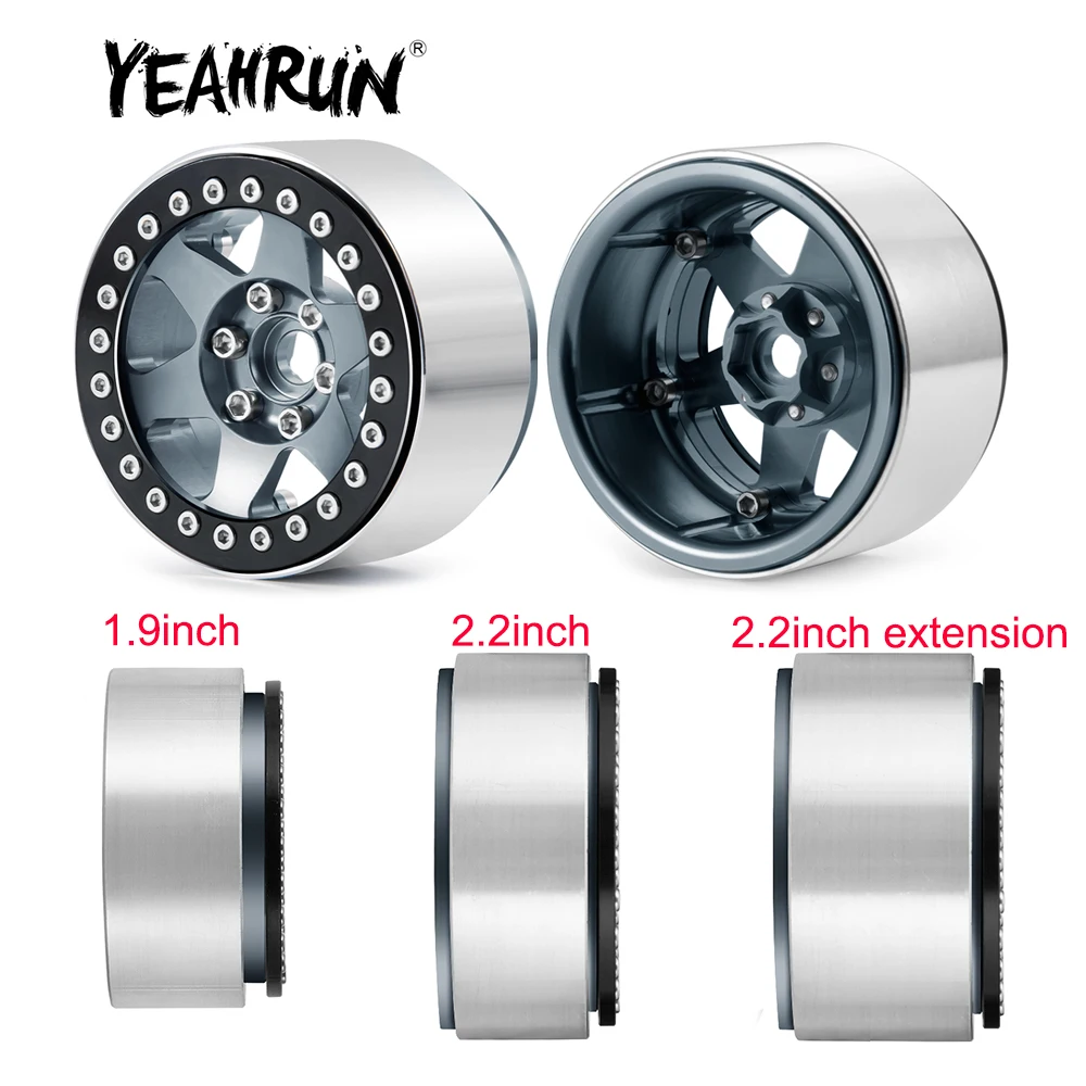 

YEAHRUN Metal 1.9inch/2.2inch Beadlock Wheel Rims Hubs for Axial SCX10 Wraith TRX-4 D90 1/10 RC Crawler Car Truck Model Parts