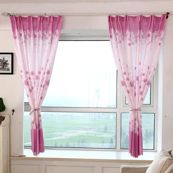 

Pastoral Printing Physical Shading Short Polyester Cotton Curtain Cloth Bedroom Children's Room Shading Curtains Decoration VC