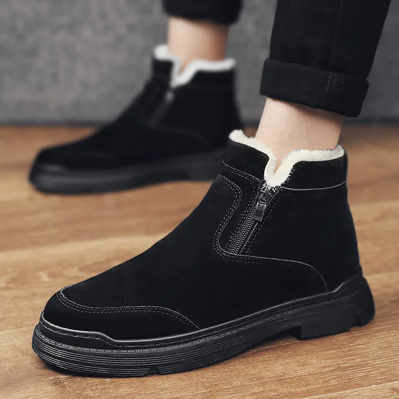 

MEN'S SHOES 2019 Winter New Style Cotton-padded Shoes Men's plus Velvet Warm Snow Boots Men's Versitile Fashion Hight-top Northe