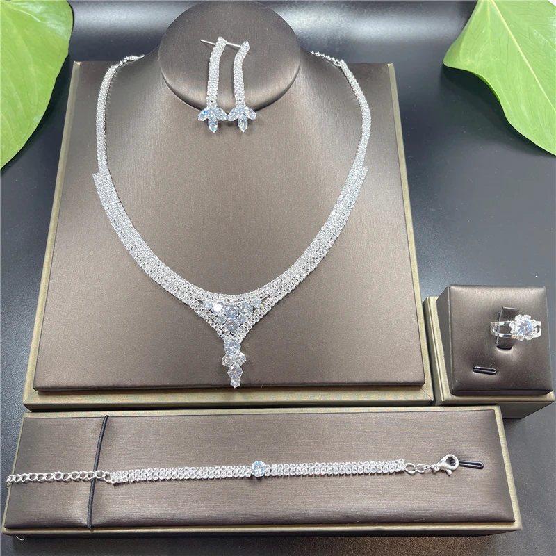 HandmadeHighendCrystalZirconWeddingJewelrySetsRhinestone