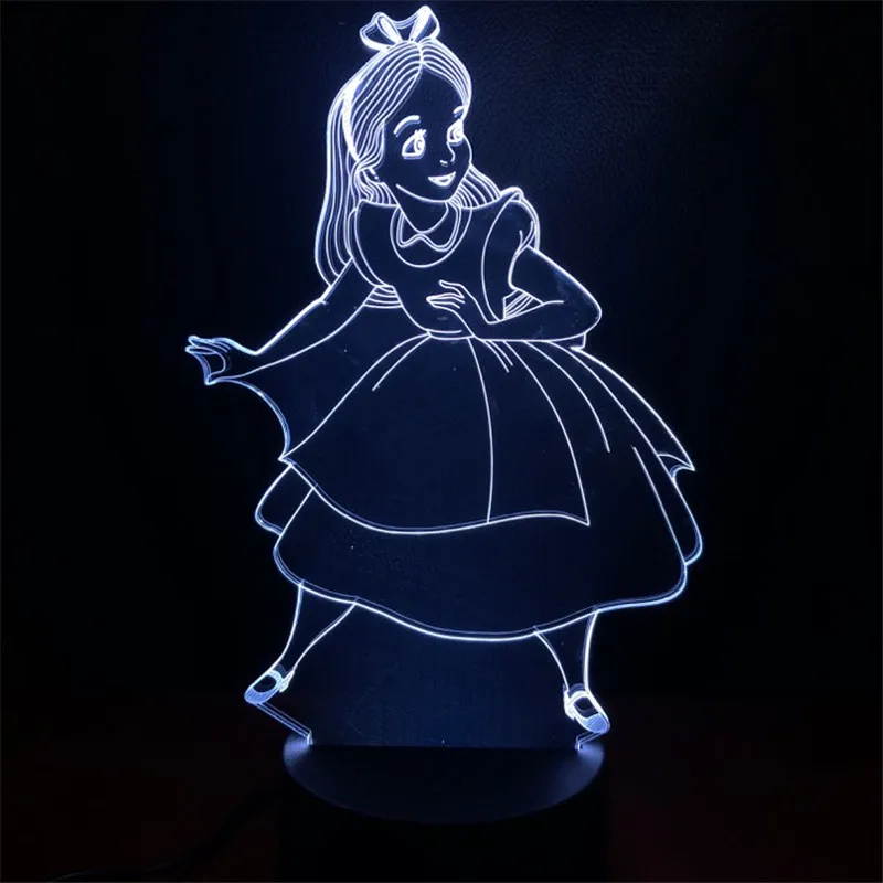 Светодиодная Ночная лампа Disney Princess Alice для детей декоративный светодиодный