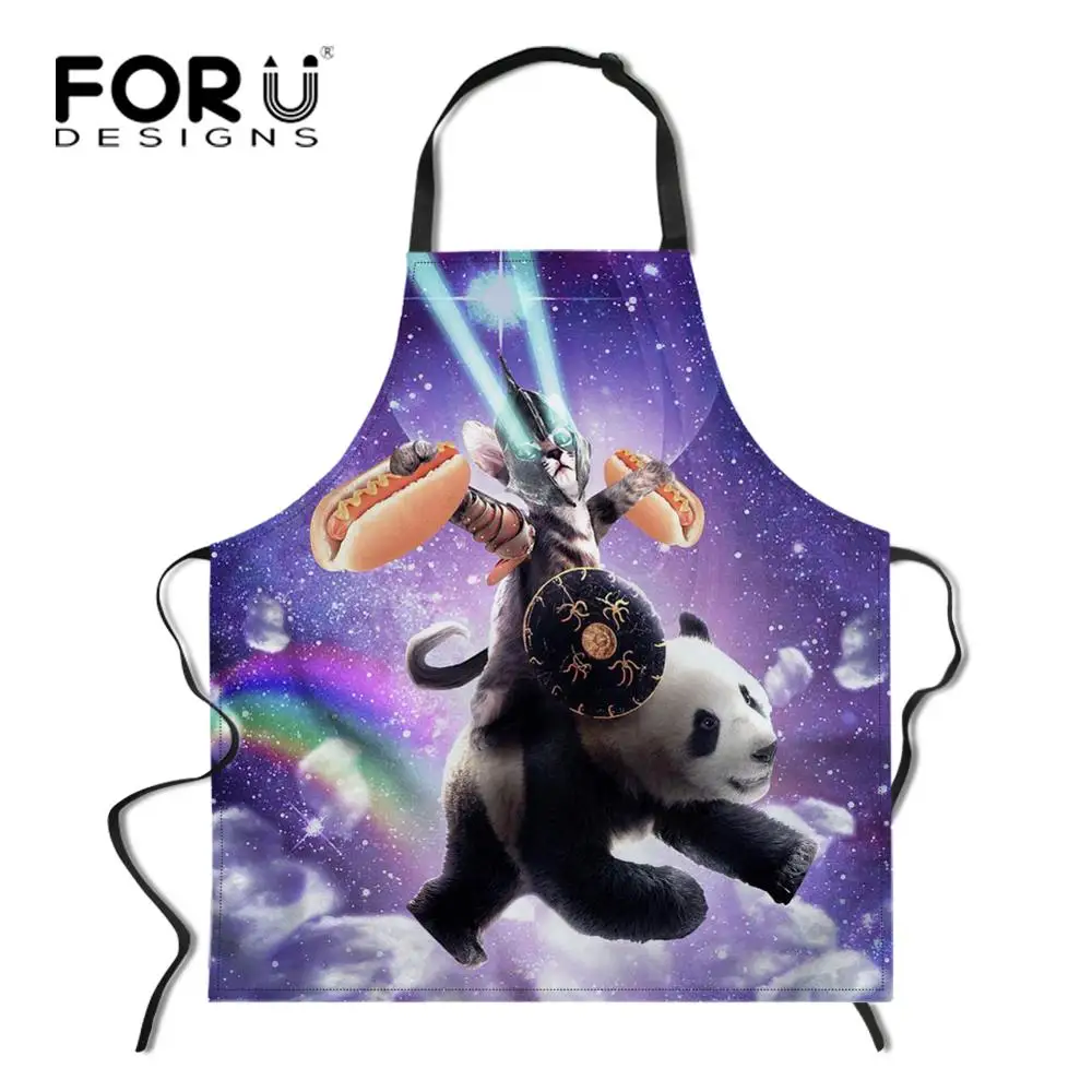 FORUDESIGNS/Космический Galaxy Cat кухонный фартук в стиле унисекс Регулируемый поварский фартук без рукавов для приготовления барбекю - Цвет: YY0086R