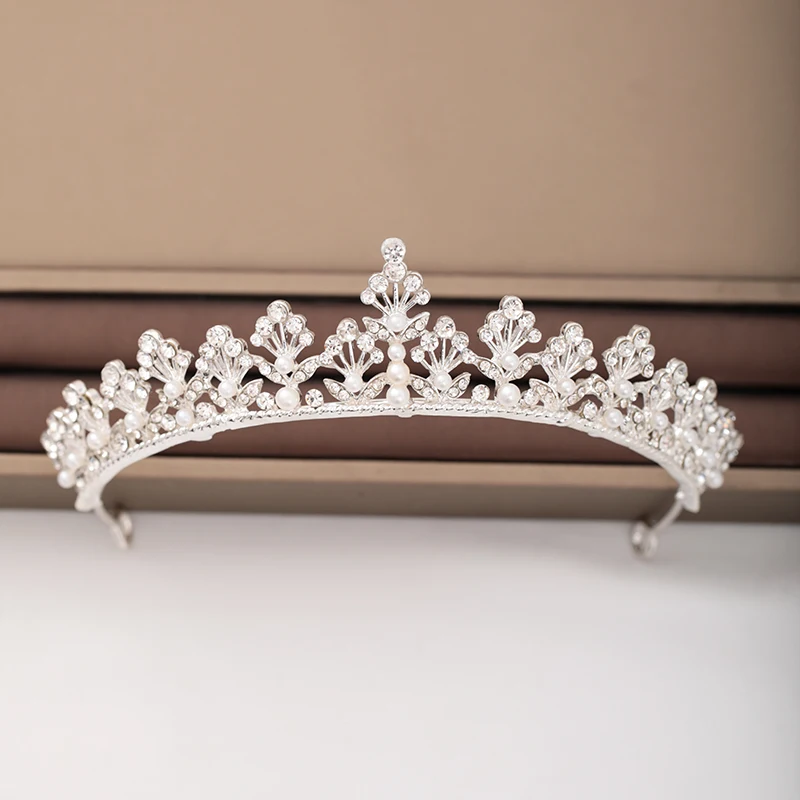 Trendy Rose Gold Silver color Crystal Princess Crown Wedding Tiara Bridal Diadem Party Jewelry Wedding Hair Accessories Handmade 