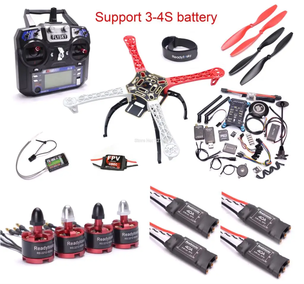 

F450 450mm / X500 500mm Quadcopter Frame Kit PIXHAWK 2.4.8 Flight control M8N GPS 40A Brushless ESC 2212 920KV Motor Flysky I6