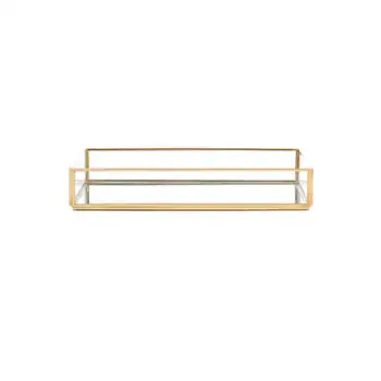 

Nordic Retro Storage Tray Gold Rectangle Glass Makeup Organizer Tray Dessert Plate Jewelry Display Home Kitchen Decor