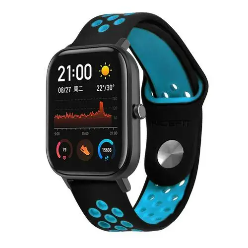 Многоцветный 20 мм спортивный силиконовый ремешок для Huami Amazfit GTS Bip BIT PACE Lite Молодежные умные часы браслет - Цвет: Синий