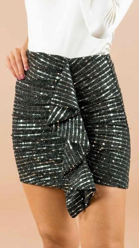 GREYMODA Falda mini mujer fruncida bijou