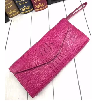 

Fancy Genuine Crocodile Skin Lady Large Card Purse Women's Phone Clutch Bag Authentic Alligator Leather Female Wristlets Bag