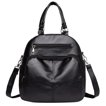 

Shoulder bag women 2019 new backpack fashion personality bag PU soft leather casual youth bag bag