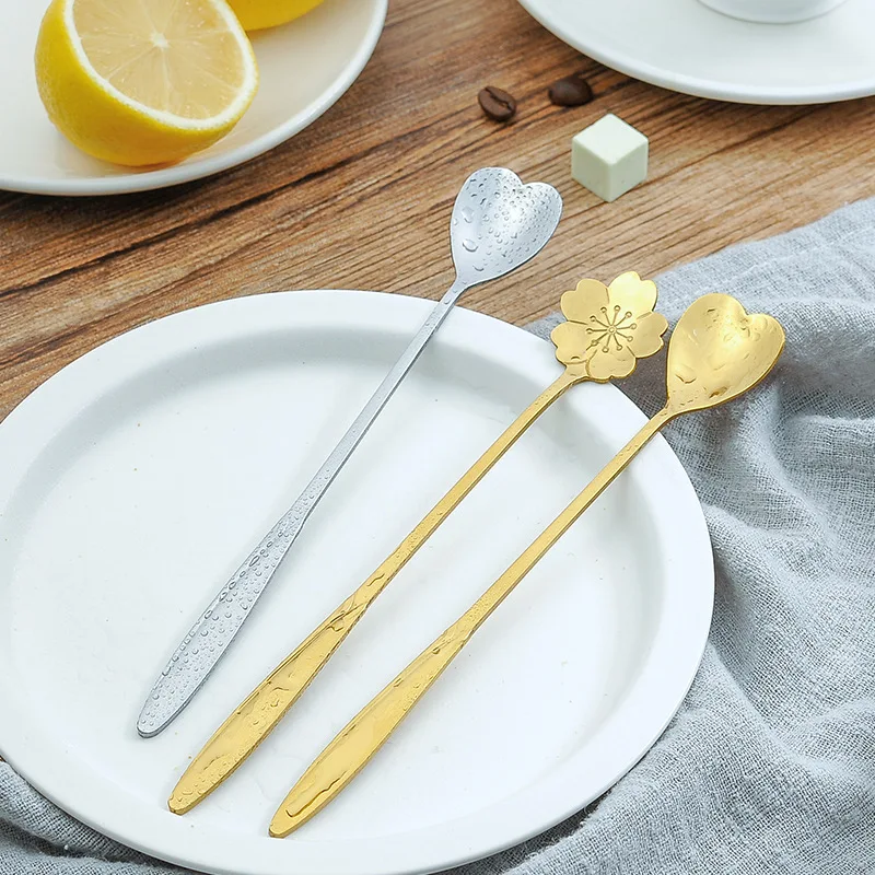 

Kitchen Long Handle Spoon Stainless Steel Dessert Cake Stirring Coffee Mini Spoon Tableware Restaurant Decorative Spoon Gifts