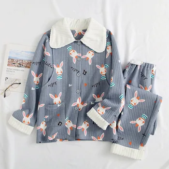 

Confinement clothing new autumn and winter pregnancy cotton printing pattern feeding clothes cotton air layer postpartum set