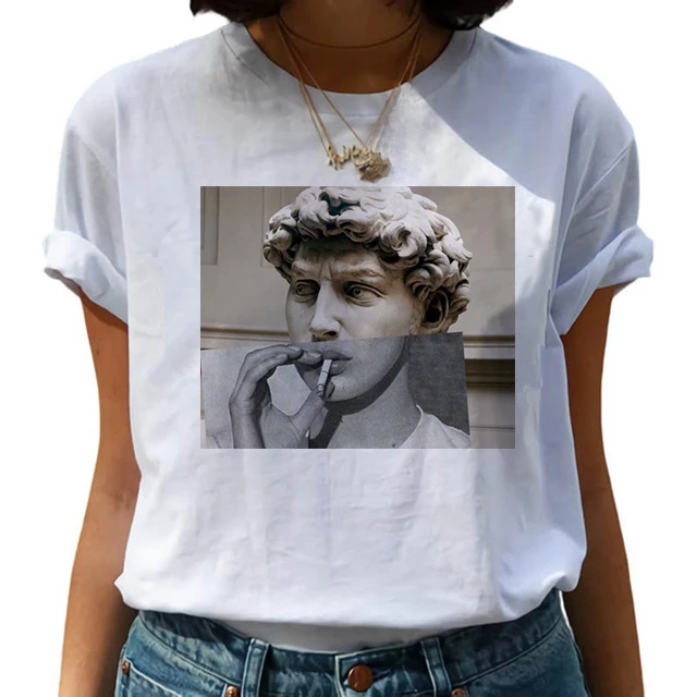 

New Michelangelo T Shirt Ulzzang Hands Femme Vintage Women Harajuku Tshirt 90s Aesthetic Female Aesthetic Grunge Graphic T-shirt