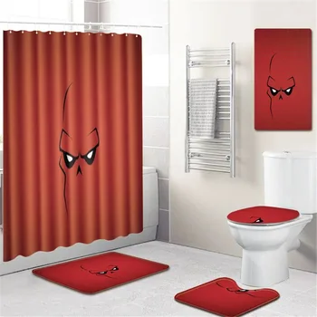 

Bathroom Mat Shower Curtain Non-Slip PVC Mat Bath Mat Bathroom Door Absorbent Mat Carpet Five-Piece Set