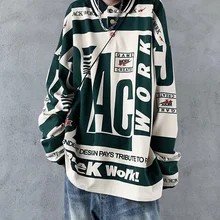 

HOUZHOU Men's Sweatshirt Printed Graphic Vintage Sweatshirt Korean Streetwear Hip Hop Harajuku Harajuku Hoodie Spring and Autumn