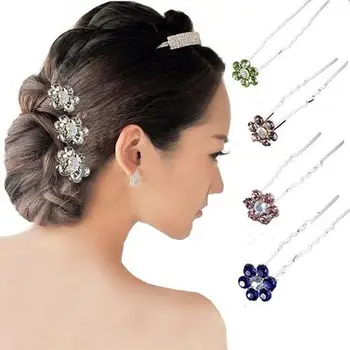 

20Pcs Rhinestone Flower Bridal Wedding Party Hair Clip Hairpin Hair Accessories Stylish rhinestone flower hair clip, fashionable