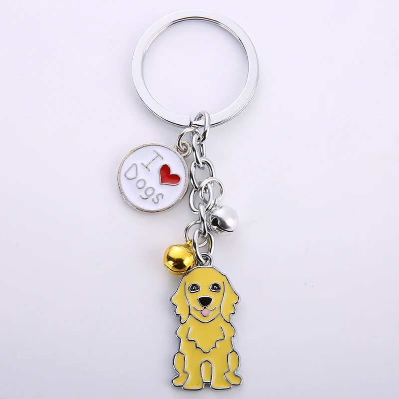 Porte-clés Chien Argenté Avec Pendentifs Mignons - Idée Cadeau Pour Amoureux Des Chiens, Décoration Sac Et Clés