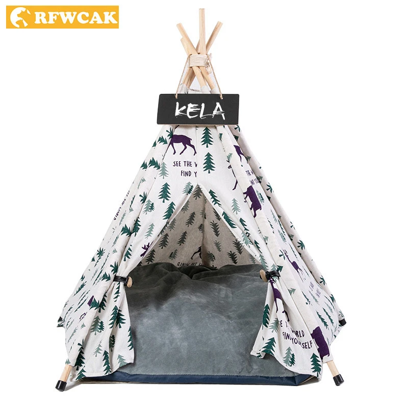 

RFWCAK Pet Tent Dog Bed For Small Medium Dog Washable Puppy Kennel Warm Winter Pet House Cama Perro Cat Teepee Contain Mat