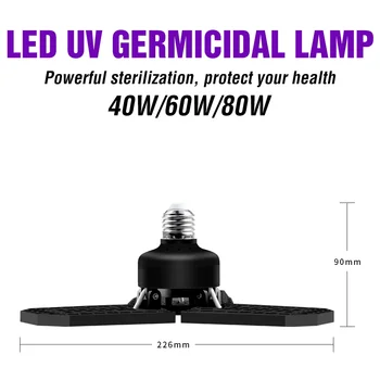 

Germicidal UV Light E27 LED 40W 60W 80W High Power Disinfection Ozone Lamp 220V Bactericidal Irradiator 110V UVC Sterilizer Bulb