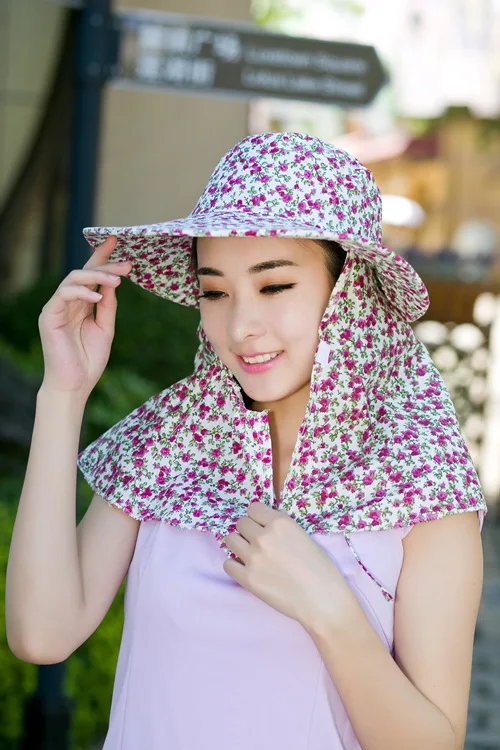 

Women's Topee Pick Tea-leaves Cap Huian Women's Sun Hat Large Brimmed Cycling Sun Protection Hat Outdoor Face Covering Summer Ha