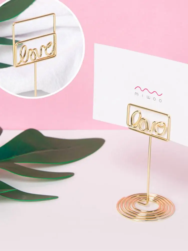 10 шт. любовь липкий зажим инновационный Настольный держатель для визиток свадеб