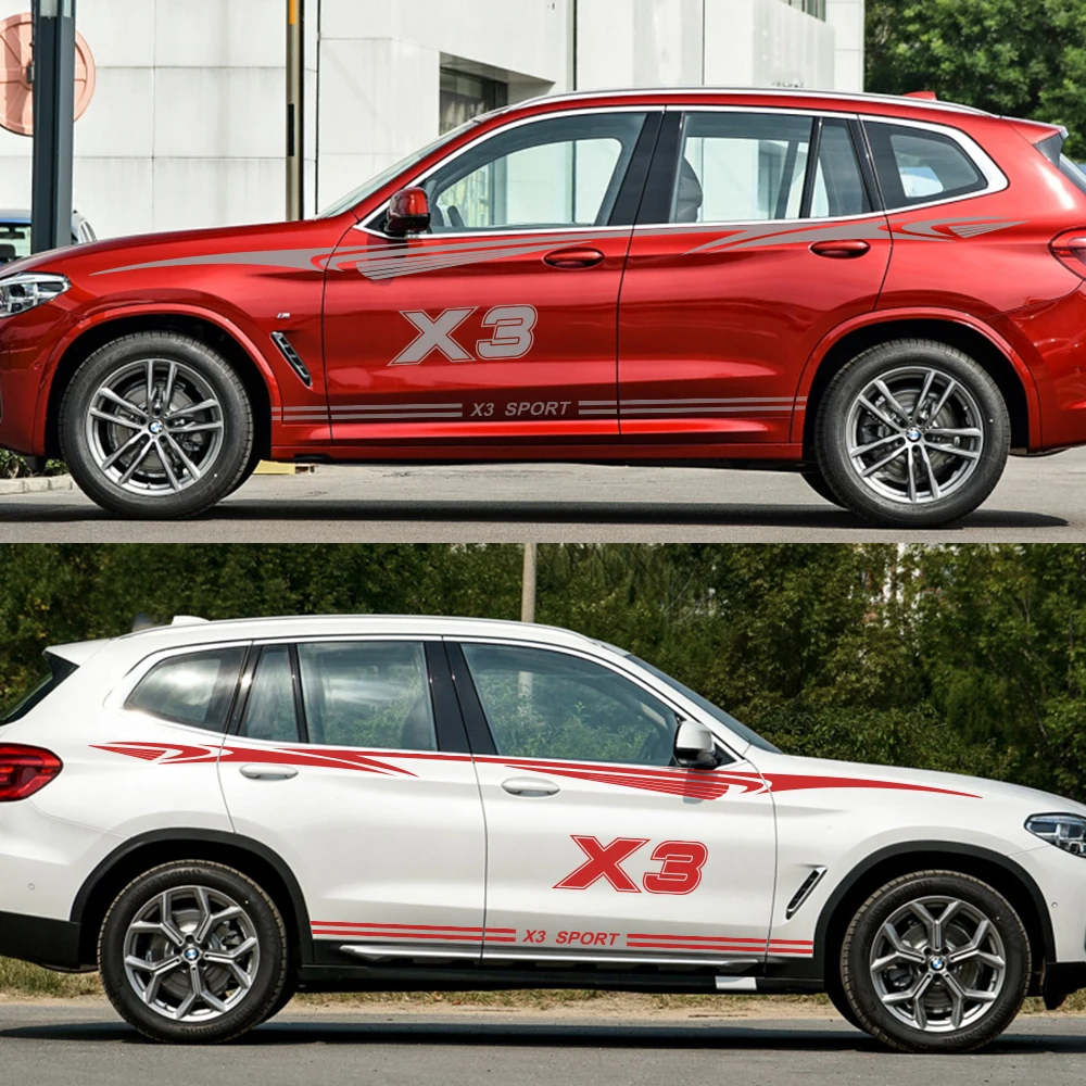 2 шт., автомобильная наклейка в длинную полоску для BMW X3 E83 F25 G01, Авто Виниловая пленка, наклейка на тело, спортивный стиль, тюнинг автомобилей, автомобильные аксессуары