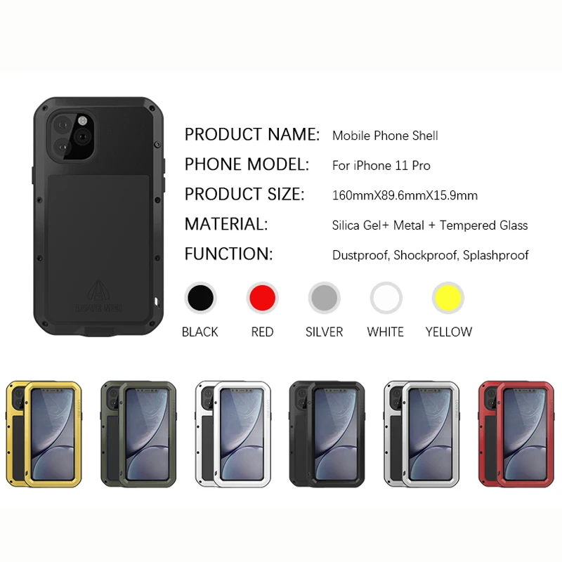 Противоударный металлический чехол для iPhone11 Pro Max, чехол 360, сверхпрочный алюминиевый чехол для iPhone X MAX XR 7 8 Plus, роскошный чехол