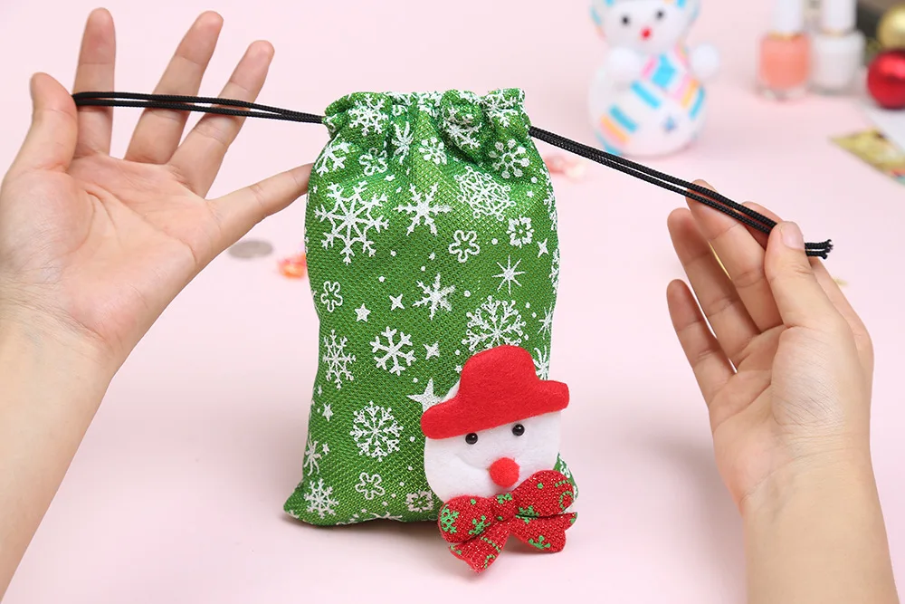 6 шт. Рождественский рот мешок дети мультфильм Drawstring ноль бумажник рождественские конфеты подарочная сумка Подарочная сумка