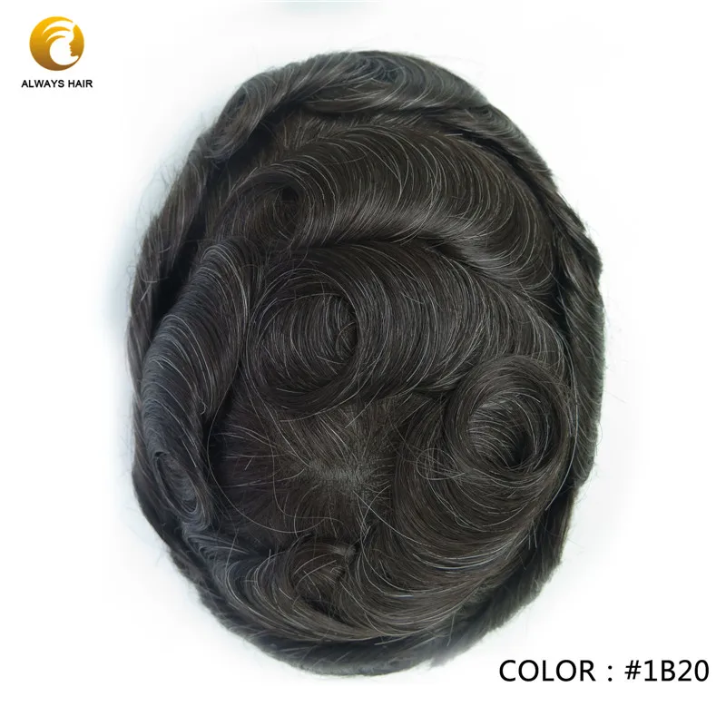 Удобный парик из индийских человеческих волос для мужчин, 6 дюймов, ультра тонкий парик из кожи для мужчин, свободный стиль, 100 плотность волос - Toupee Color: 1B20#