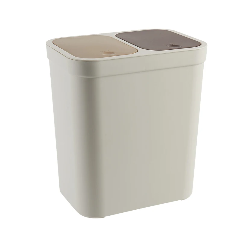 Двойной сортировочный мусорный бак Бытовая Кухня Ванная комната мусорное ведро в скандинавском стиле мусорное ведро - Цвет: Beige