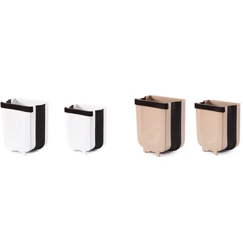 

Set of 2,Hanging Kitchen Trash Can,2.4 Gallon and 1.7 Gallon,Wall Mounted Foldable Waste Bin for Cabinet/Car