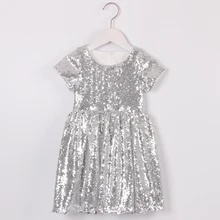 Платье с блестками для маленьких девочек; детское серебряное блестящее платье принцессы; летнее платье для маленьких девочек; платья для первого причастия; праздничное платье для девочек