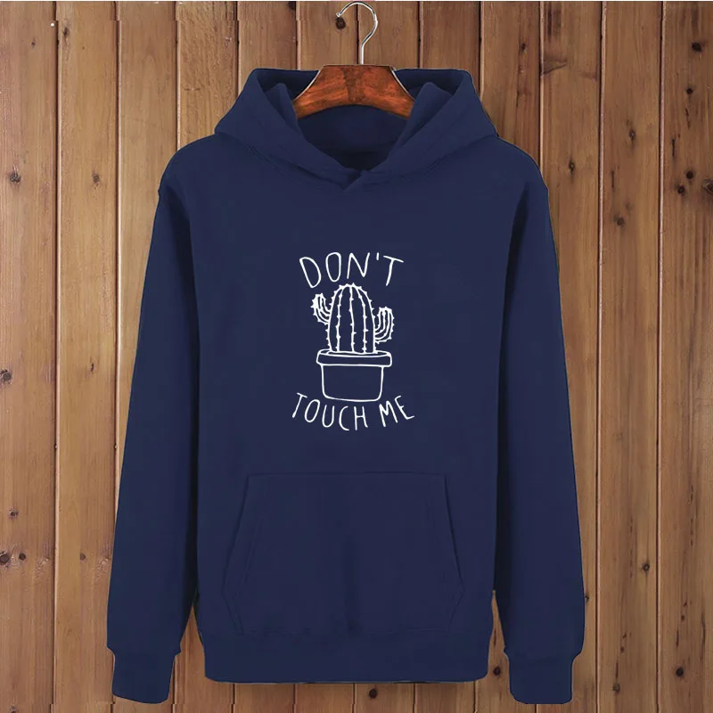 Женская толстовка с капюшоном размера плюс "don't Touch Me" и надписью "don't Touch Me", повседневная забавная Толстовка для девушек, топ с капюшоном, хипстер, Прямая поставка - Цвет: navy blue-W
