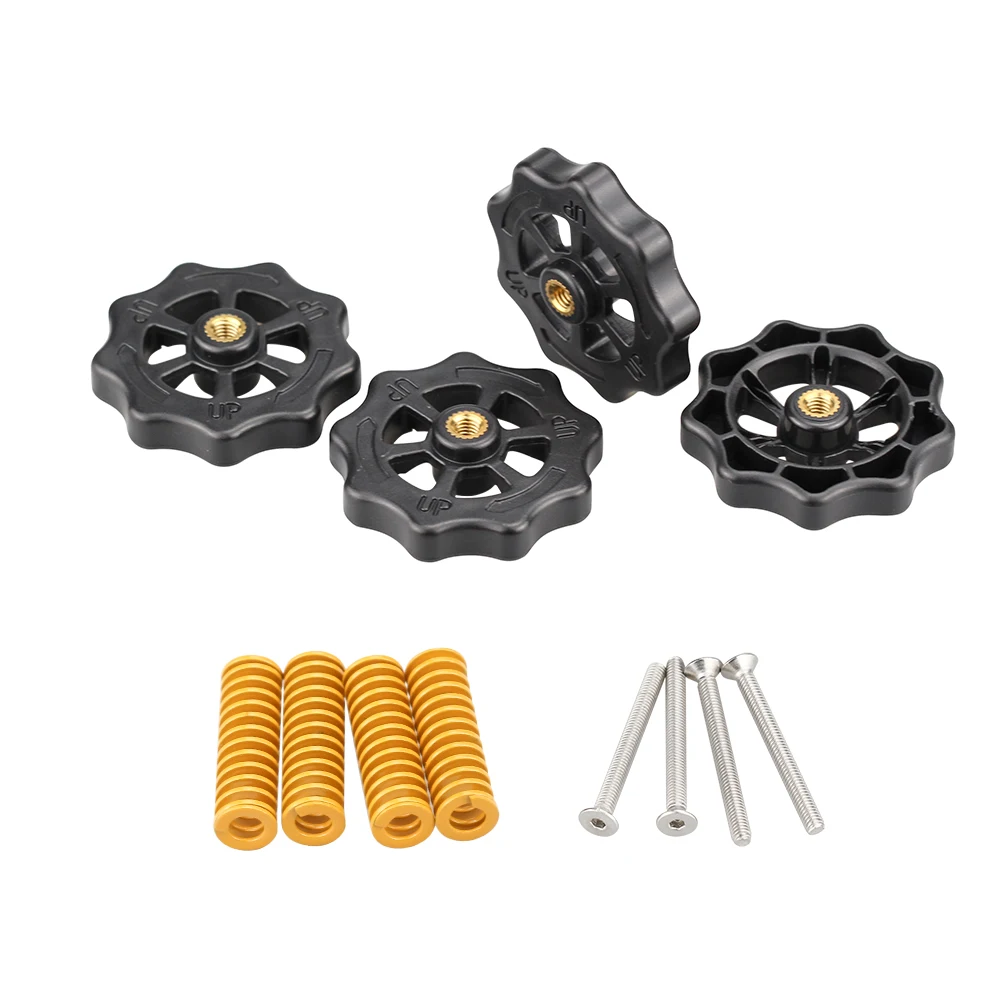 3D Printer Parts Heated Bed Spring Leveling Kit Adjustment Nut+Springs+ Screw Heatbed Kit For CR-10 Ender 3 MK3 hotbed - Color: Yellow