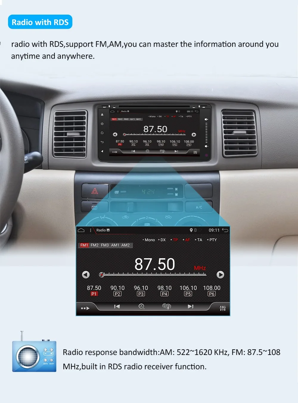 Cheap Bosion 2 din Android 9.0 car radio gps for Toyota Old Corolla Universal radio wifi BT DAB+ Capacitive 6.2 inch car DVD player 8