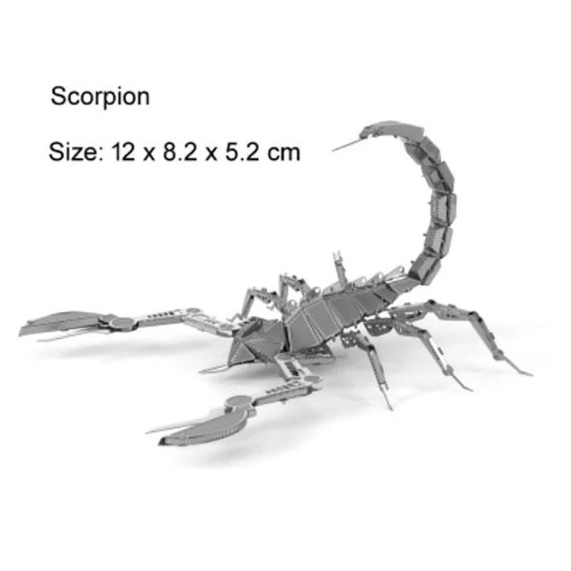 QUINEE OX металлическая Сборная модель DIY 3d Головоломка насекомое Стрекоза Скорпион Mantis рога волк паук модель - Цвет: Серый