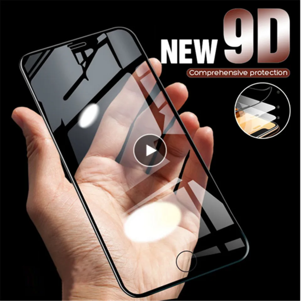 

9D Protective Tempered Glass On The For iPhone 6 6s 7 8 Plus X 10 Glass Screen Protector Soft Edge Curved For iPhone XR XS MAX