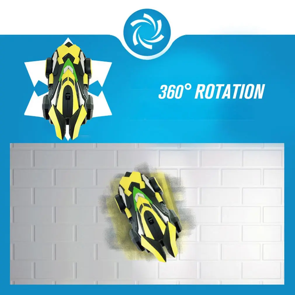 MX-08 RC Car Wall Racing Car Toys Powerful Wall Climbing Remote Control Car Radio Controlled Stunt Racing With Led - Yellow
