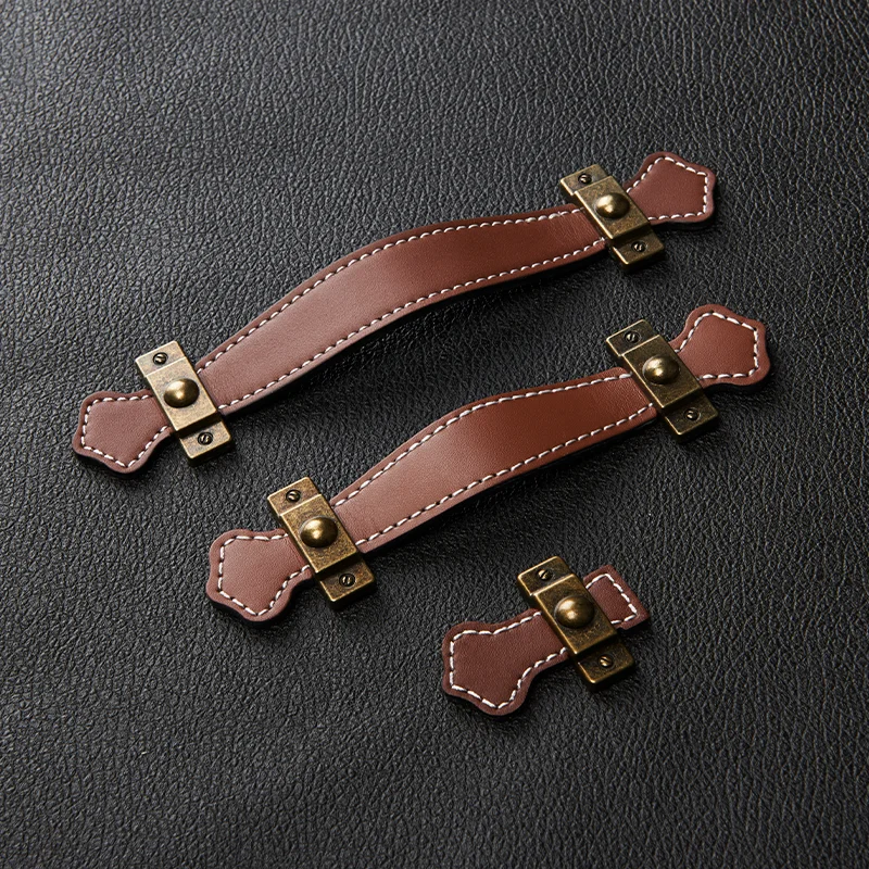 

Nordic Brown Pure Leather Drawer Cabinet Handle