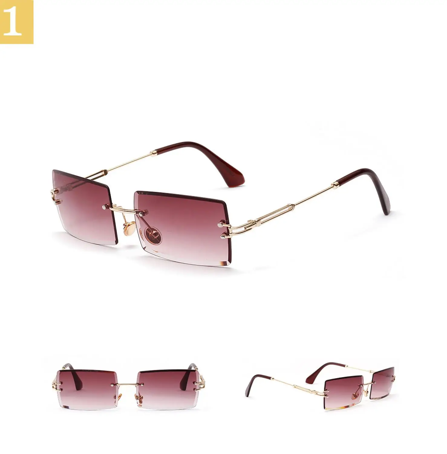 EYECRAFTERS Small Fashion Sunglasses Women Rimless Square Sun Glasses Women Shades Designer Style Female Uv400 Retro Male
