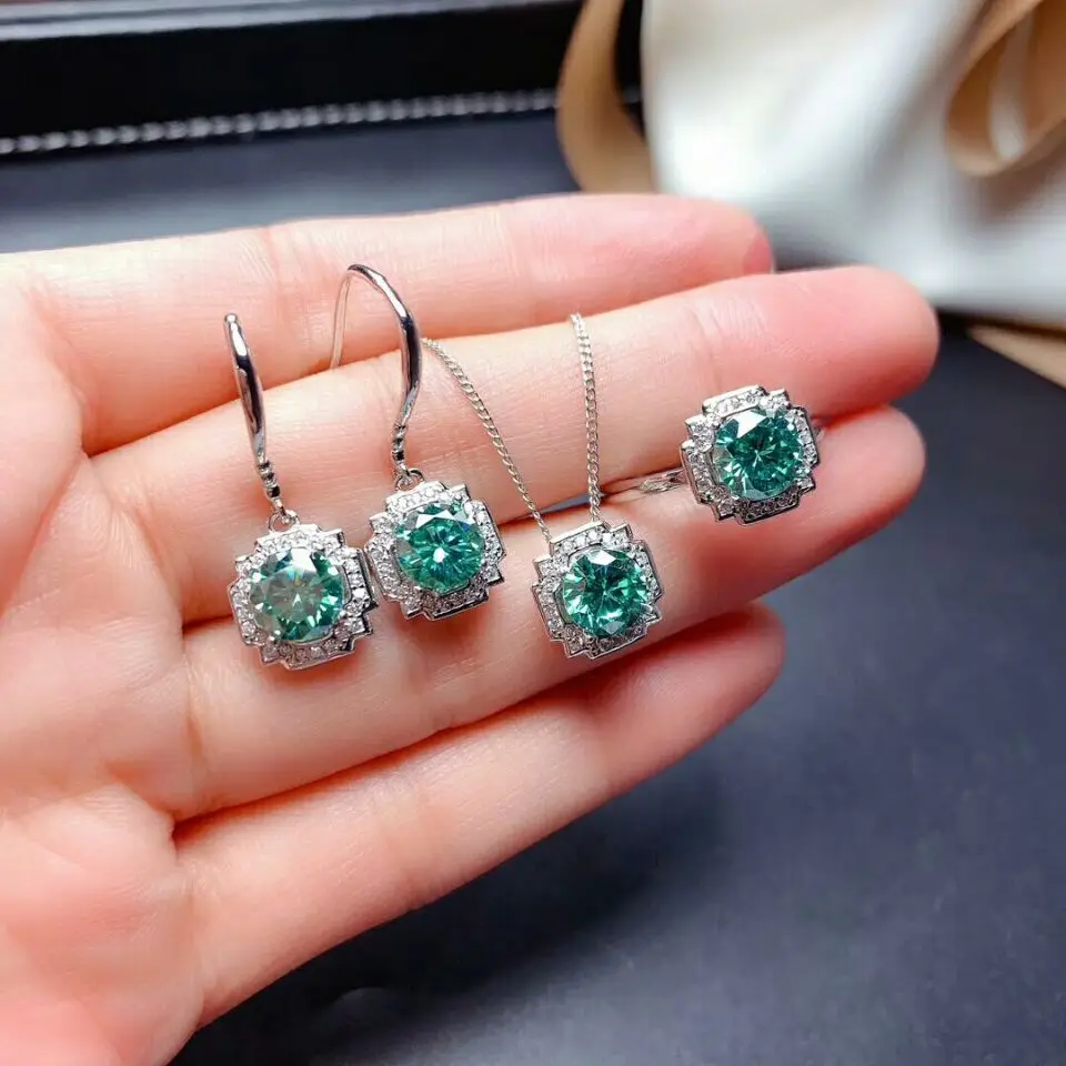 Joyería Pendientes Pendientes largos y de lágrima Real Emerald Perlas Diopside Pendientes en Plata 925 