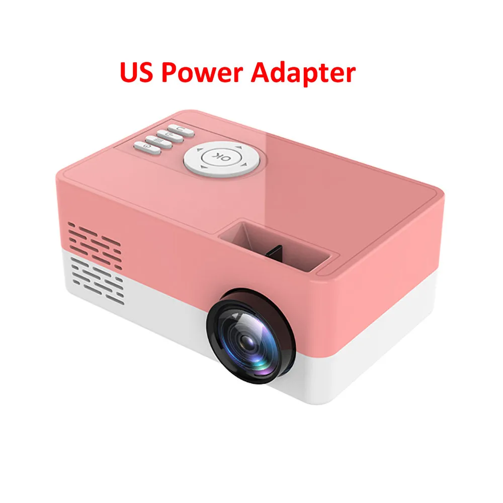 Pink US Plug J15 Мини проектор Поддержка 1080P AV USB SD карта USB домашний проектор портативный карманный проектор VS J9 - Цвет: Pink US Plug