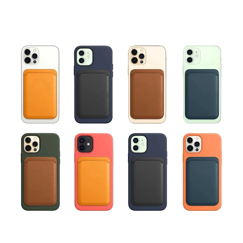 Magnetic Macsafe Leather Wallet ID Credit Card Pocket Holder Bag Case for IPhone 12 13Pro Max Mini Mac Safe Magnet Cover Sticker | Мобильные